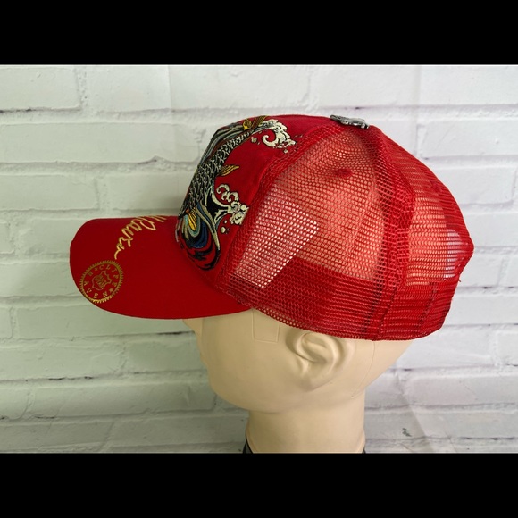 Cliff Raven Artwear Koi Fish Tattoo Embroidered Mesh Back Trucker Snapback Hat - Picture 4 of 9